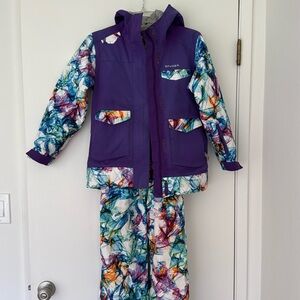 Spyder marching kids jacket and ski pants. Super cute purple and multi-color!